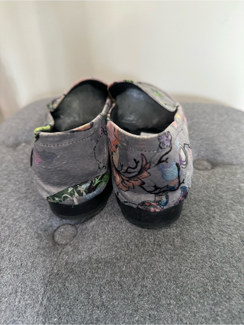 Rag & Bone Alix Floral Velvet Convertible Loafers Mules Gray Multi Size 8.5 - Picture 6 of 10